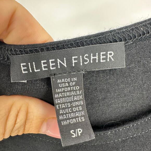 Eileen Fisher Womens Long Sleeve Tunic Top Size M Black Relaxed Soft Minimalist - Picture 2 of 10